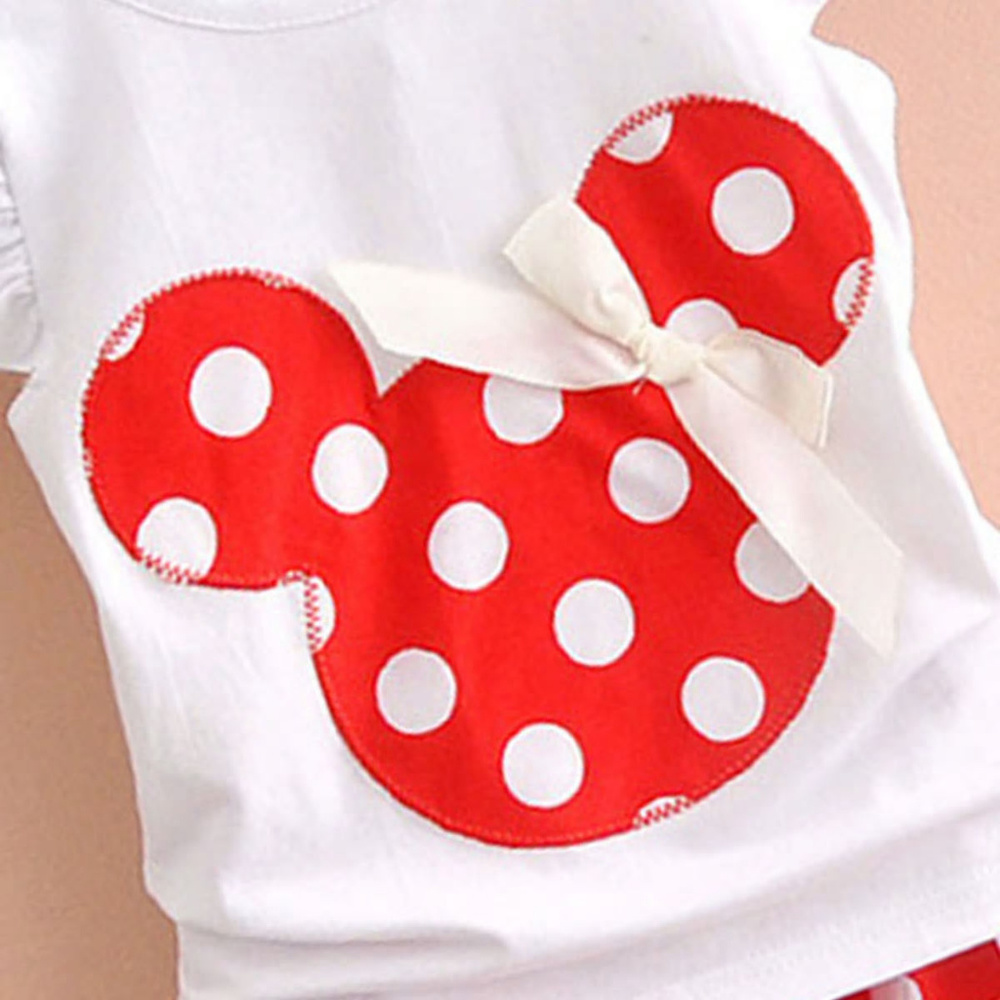 Minnie Mouse Ruffle Sleeve Shirt Skirt Outfit Set - Picture 2 of 3